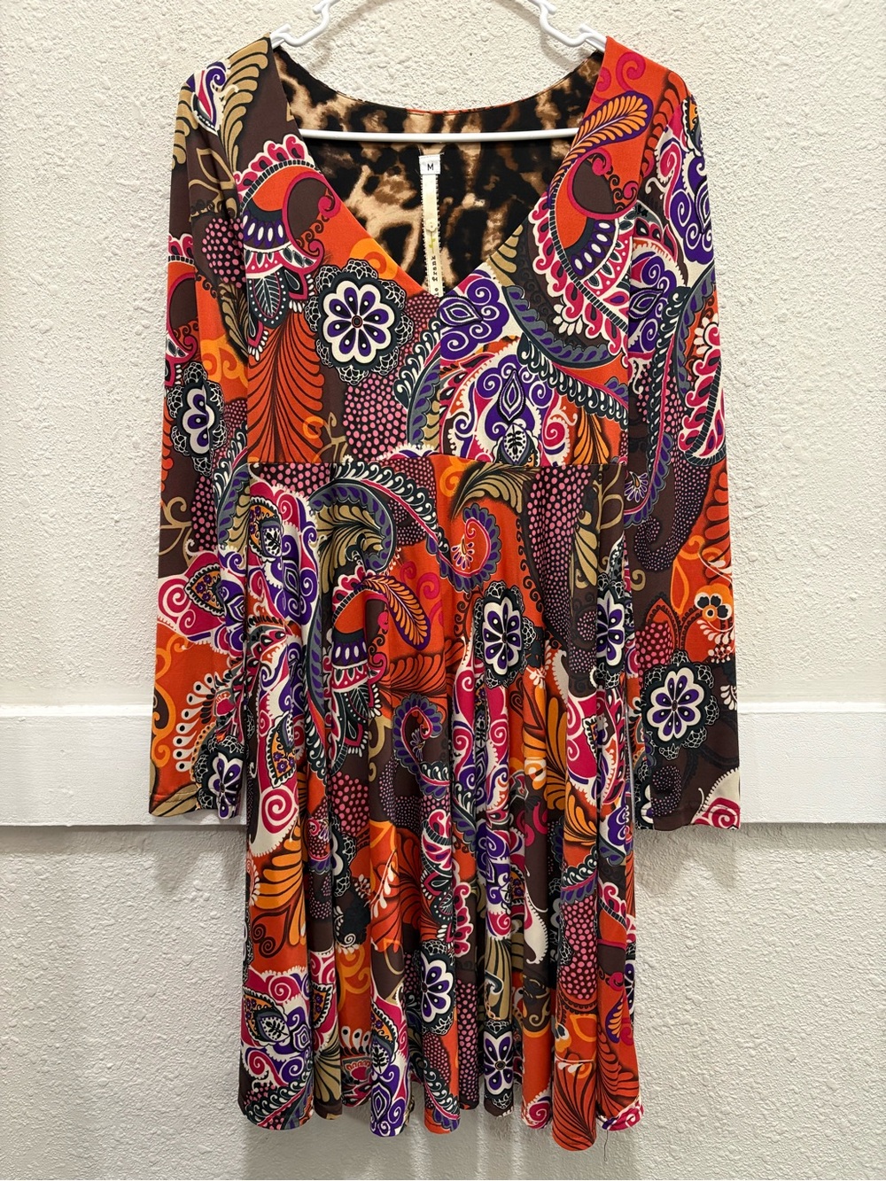 Uncle Frank Colorful Multi Pattern Tie Back Dress Size M